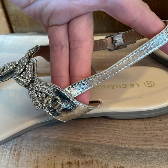 Le Chateau silver gladiator sandal with rhinestone front detail. - Picture 3 of 6